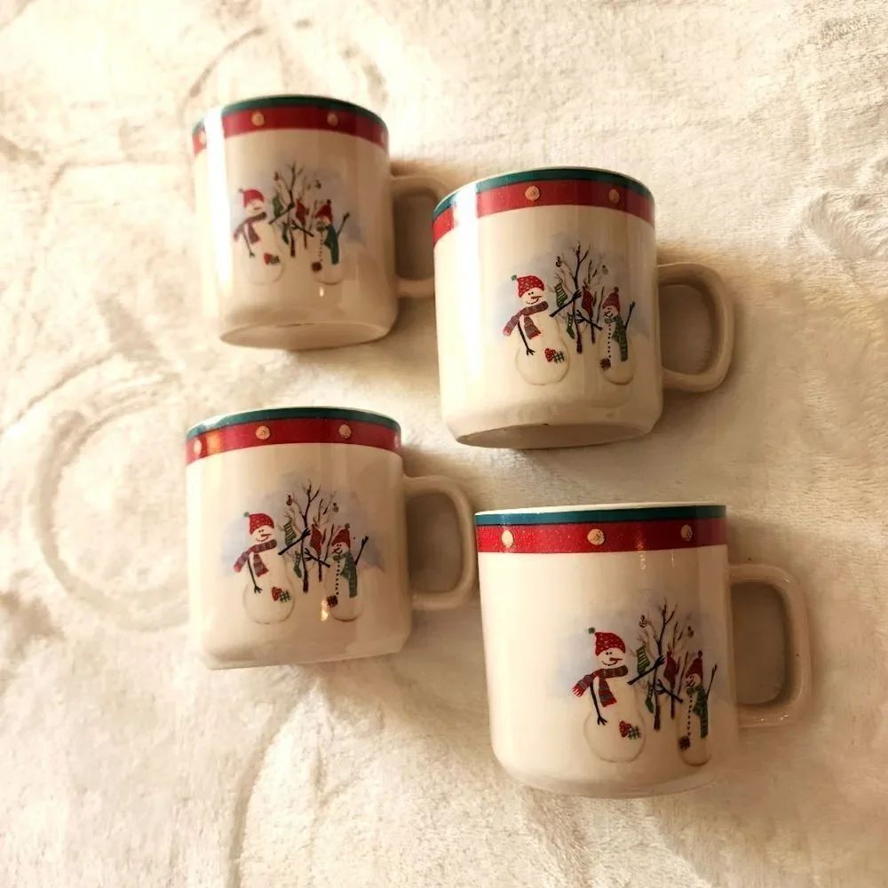 Royal Seasons Set of Four Christmas Snowman Stoneware Mugs